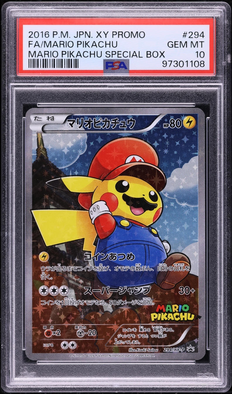 2016 Pokemon Japanese XY Promo #294 Mario Pikachu PSA 10